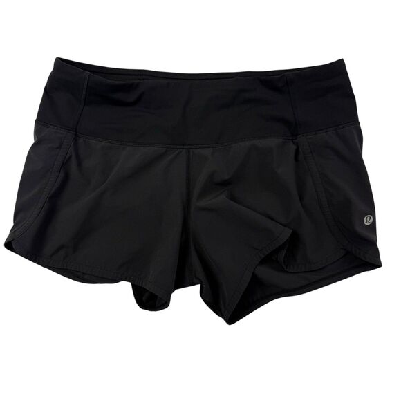 Lululemon Run Times Short II Women Size 6 Black Running Yogo Athletic LW7AKOS - Picture 1 of 11